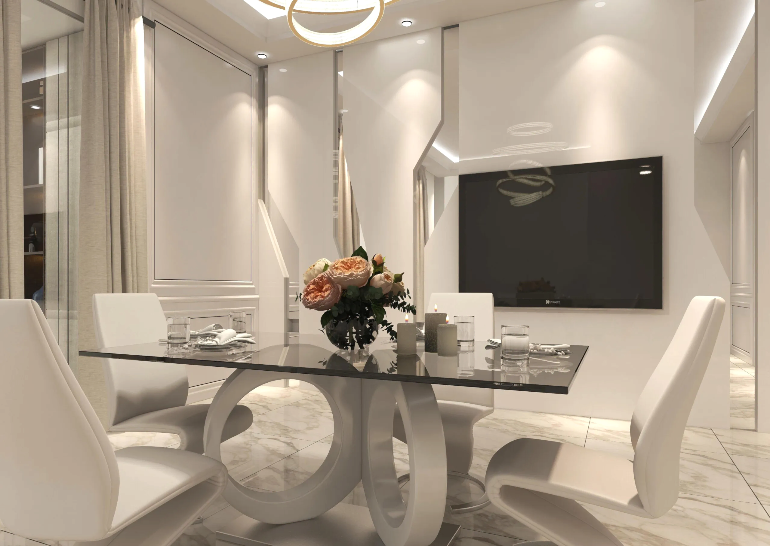 Modern Villa Dining Left View scaled