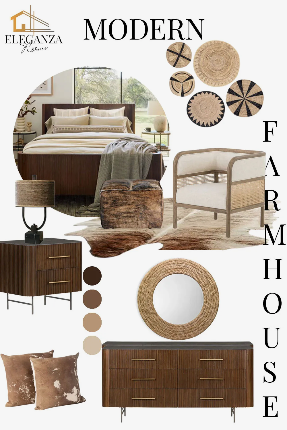 Make your modern farmhouse bedroom come to life with this earthy appeal.The perfect mix of colors and textures create an inviting design by bringing the beauty of the outdoors in.
