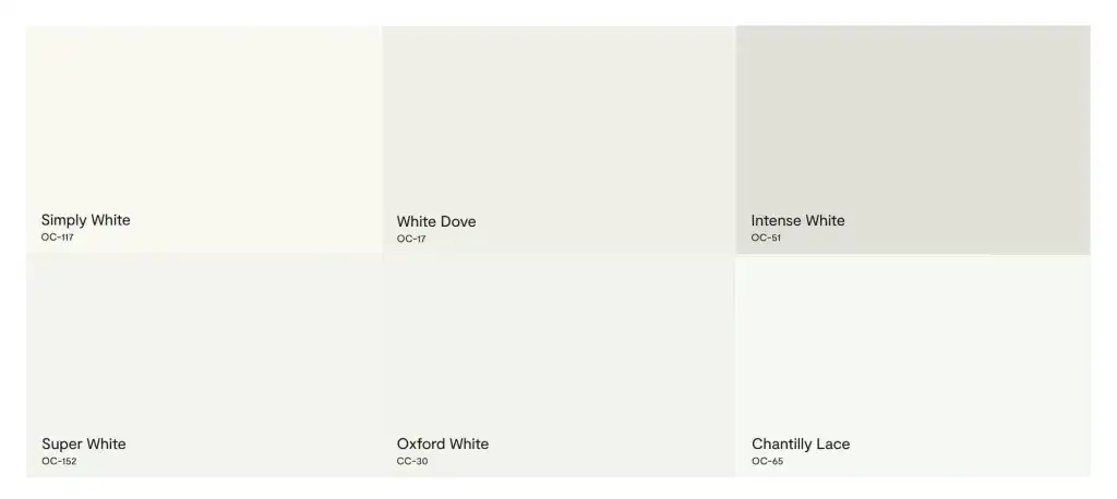 Most popular Benjamin Moore White Colors