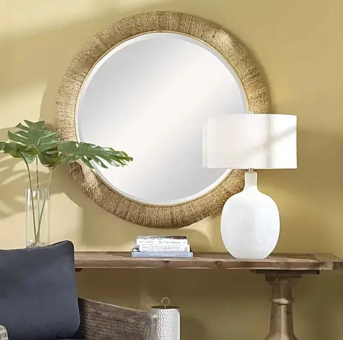 rattan wall mirror