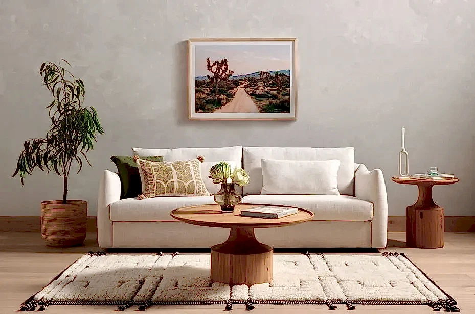 white linen sofa