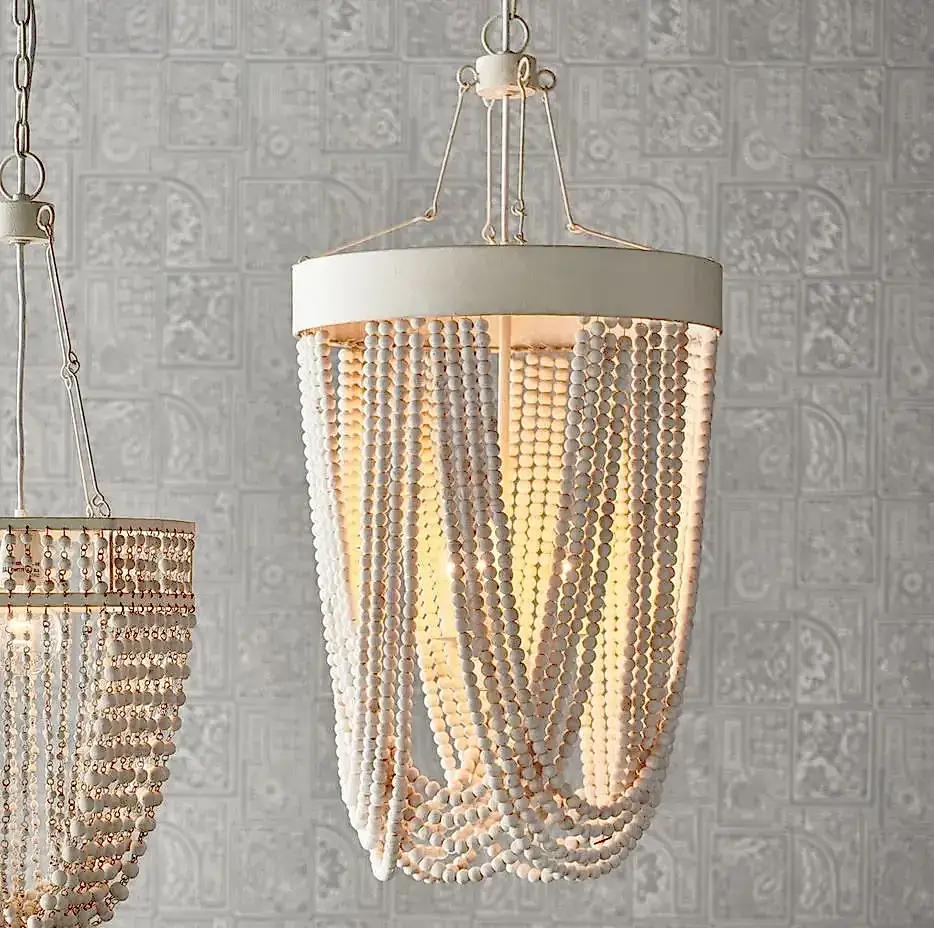 Wood Bead Pendant Light