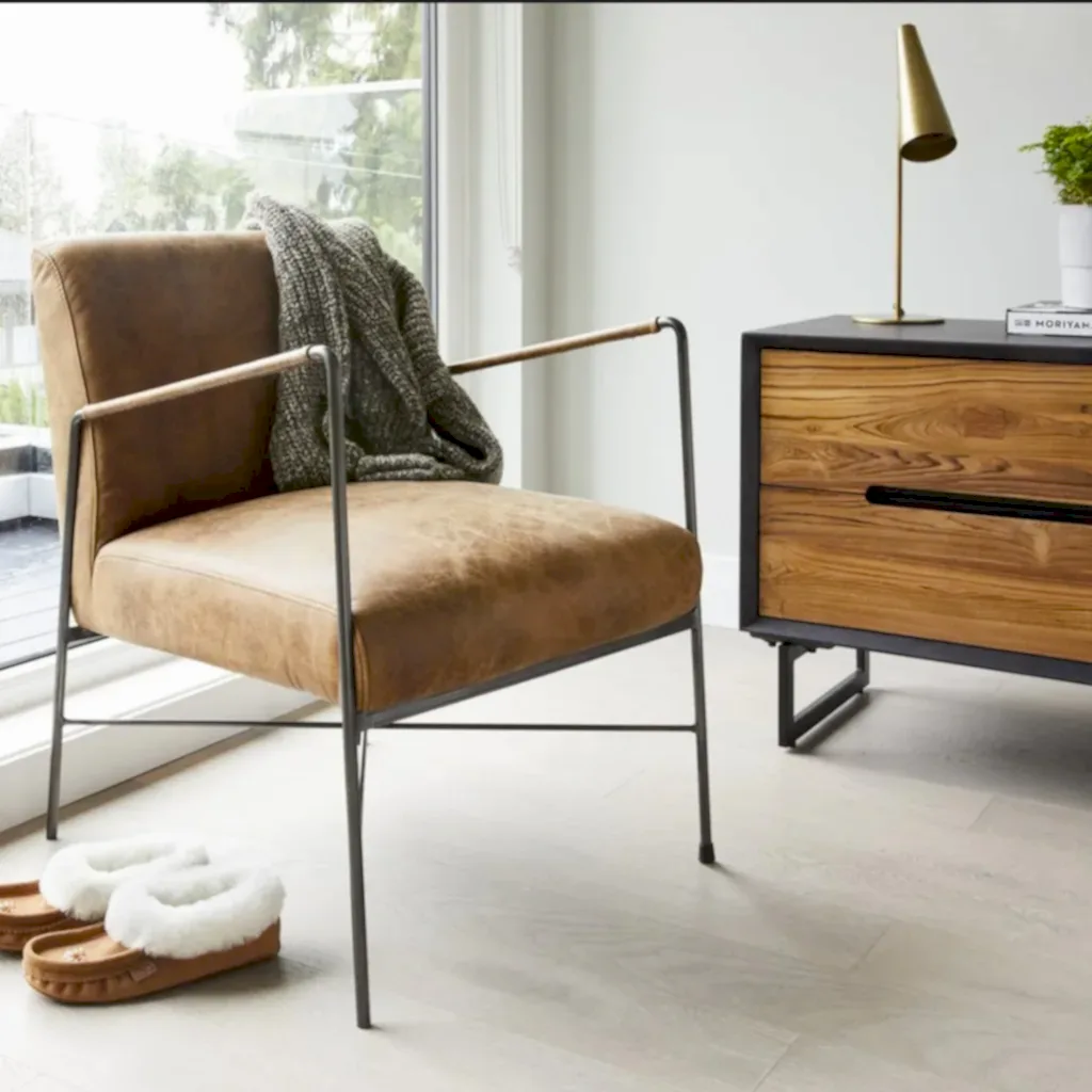 Brown Leather Minimalist Chair