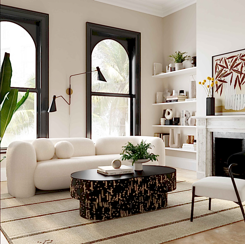 Cream Faux Fur Sofa