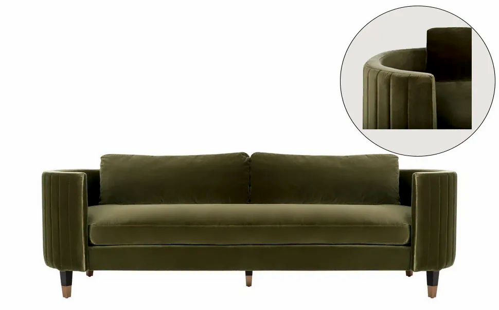 Olive Green Velvet Sofa