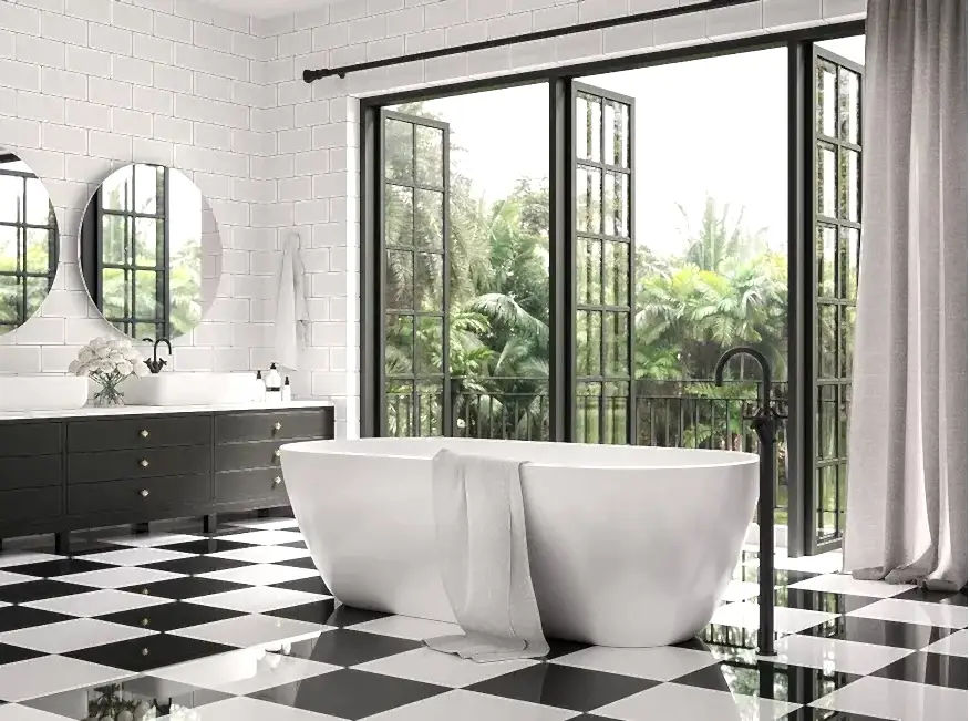 Black and White Tile Checkerboard