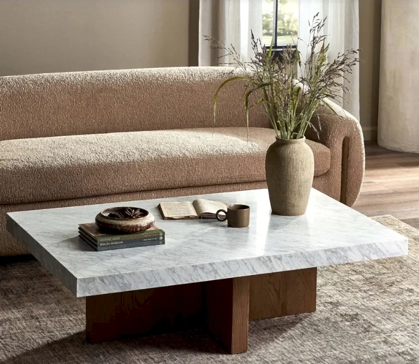 White Carrara Marble Coffee Table