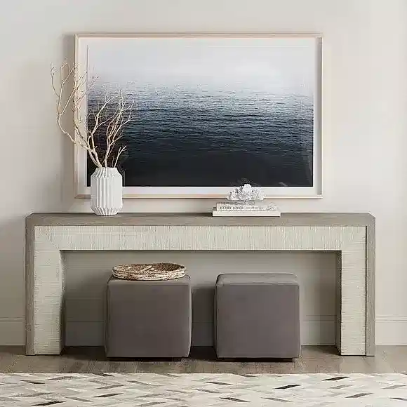 Resin and Oak Veneer Console Table