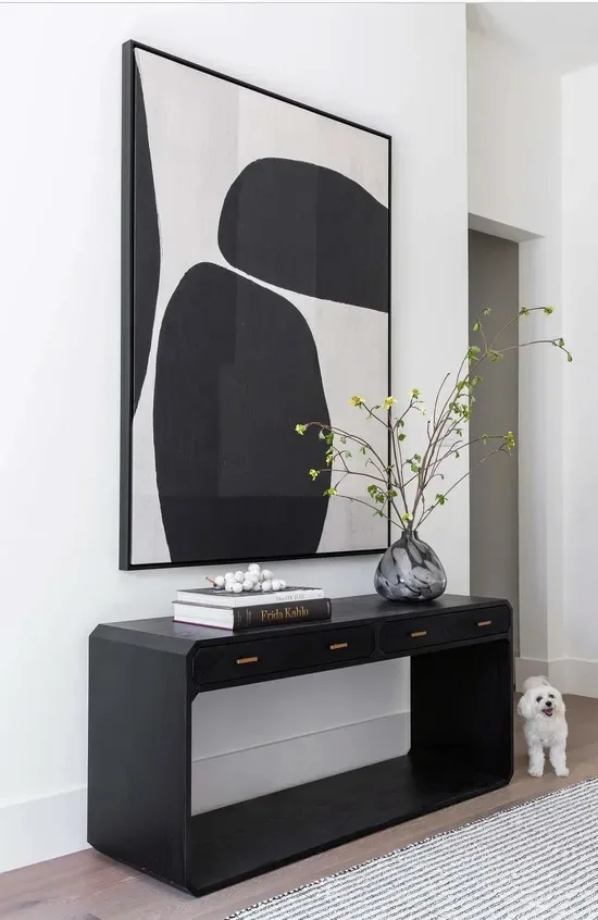 Veneer Black Console Table