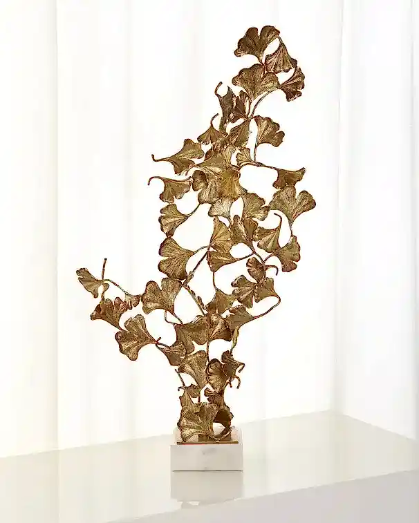 Leaves on White Marble Sculpture