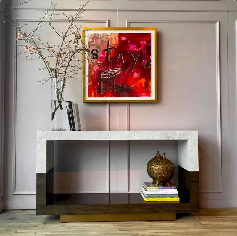 White Carrera Marble Console Table