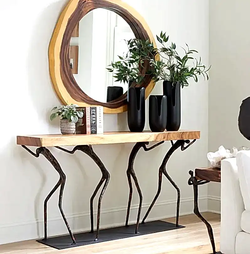 Metal and Wood Console Table