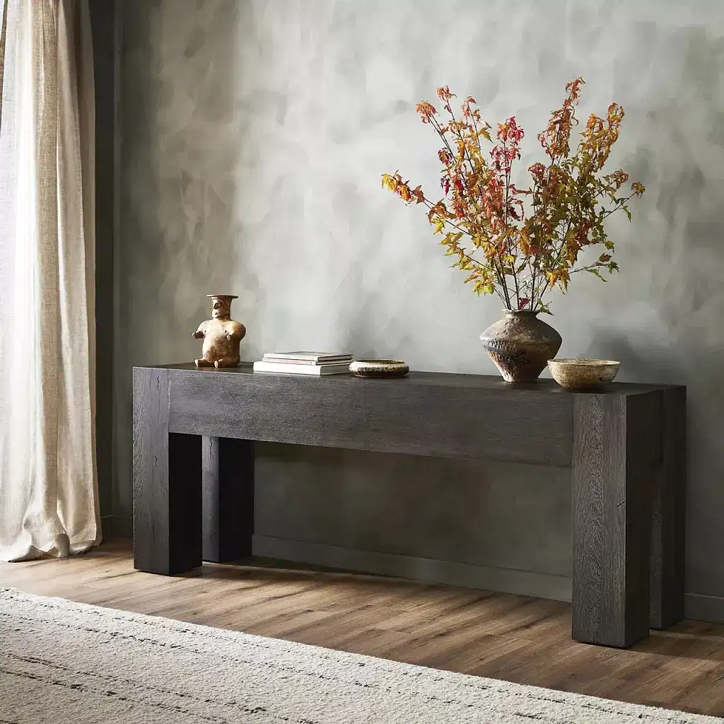 Oak Veneer Large Console Table