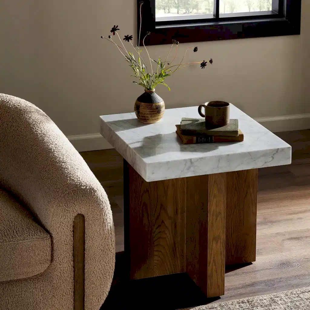 White Carrara Marble SideTable